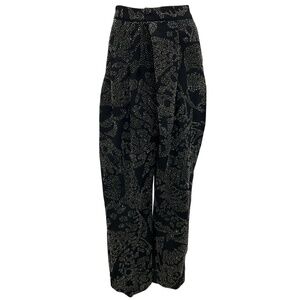 DRIES VAN NOTEN BLACK BEAD EMBELLISHED CREPE DRESS PANTS